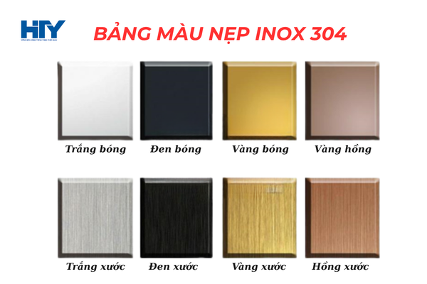 bảng màu nẹp inox 304