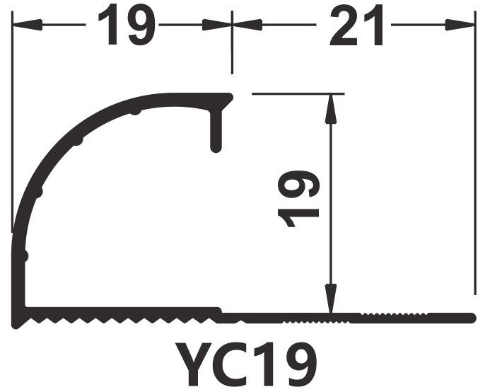 Hình ảnh mặt cắt nẹp sàn gỗ YC19