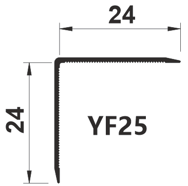 hình ảnh mặt cắt kỹ thuật nẹp v nhôm yf25